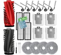 22 pieza Accesorios para Roborock Qrevo Curv/Qrevo Edge/Qrevo Curv S5X/Qrevo Edge S5A/P20 Pro Aspiradora,2 Cepillo Principal,4 Bolsas para el Polvo,6 Cepillos Laterales,4 Filtro,4 Toallitas