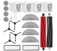 22 Piezas Accesorios Para roborock S8 MaxV Ultra,2 Cepillos Principales,4 Cepillos Laterales,4 Paños,4 Bolsas De Polvo,2 Filtros,4 Cepillos Laterales,1 Cepillo De Limpieza,1 Destornillador
