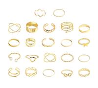 22 Piezas Anillos De Oro Ajustables, Joyería Vintage Apilable Para Mujer