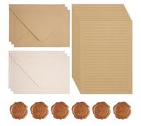 22 Piezas de Sobres Bonitos para Cartas, Papel de Cartas Bonito con Sobre, Juego de Papel de Cartas Vintage, con 6 sobres de lino, 10 Papeles Sobres Vintage y 6 Pegatinas Sellos de Cera, para Escribir