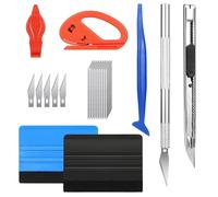 22 Piezas Espatula Vinilo Kit, Incluye Raspadores, Cuchillos de precisión, raspar el tablero, Herramienta de Corte de Bordes para Muebles y Coche, Ventanas