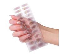22 piezas/hojas tiras de esmalte de uñas para mujeres auto pegado pegatinas de color cálido envolturas completas para tiras de gel artificial pegatinas pegatinas adhesivos adhesivos adhesivos película