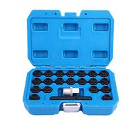 22 Piezas Juego de llaves de tuercas de bloqueo de rueda de, Herramienta de Juego de zócalos torcidos para quitar tornillos de tuercas antirrobo de rueda de coche de aleación de acero con juego de ada