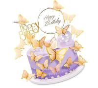 22 piezas Mariposa Cupcake Topper, Chica Decoración Fiesta de Cumpleaños, Decoración para Tarta Mariposa para Fiestas de Cumpleaños, Bodas, Baby Shower, Aniversario de Boda (Naranja)