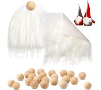 22 Piezas Set de Cuadrados de Tela de Piel Sintética y Bolas de Madera Incluye 2 Parches de Tela de Piel 20 Bolas de Madera de Manualidades Suministros de Manualidades Hechas a Mano DIY (Blanco)