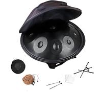 22 Pulgadas Handpan 432Hz/440Hz Percusión Armónica en Re Menor 9/10/12 Notas Instrumento de Percusión Hand Tuning Handpan para Meditación Principiantes Performer(Negro,432hz 9 Notes)