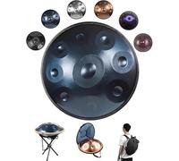 22 Pulgadas Handpan Drum Para Adultos, 432 Hz/440 Hz 9/10/12 Notas Tambor De Lengua De Acero En Re Menor, Con Soporte, Bolsa Y Mazos, Conjunto De Instrumentos De Percusión(Blue,440HZ/9Note)