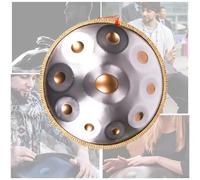 22 Pulgadas Handpan Instrumento De Acero En Re Menor Hand Drum Con Mochila Para Interpretación Profesional, Handpan Instrumento De Acero De 440 Hz Para Adultos, Percusión Handpan(Golden eye,10 Notes (