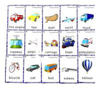 22 Tarjetas didácticas de Transporte, Tarjetas para Aprender Las primeras Palabras en inglés para Profesores/terapeutas de Autismo, Materiales de Ayuda para la enseñanza de ESL en casa y Herramientas