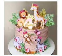 22 unidades decoración para tartas para niños de 4 años, cumpleaños, decoración para tartas, zoo, bosque, animales, decoración para tartas, animales felices, zoológicos, selva, decoración para tartas