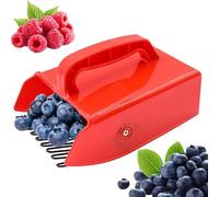 22 x 14 x7.5cm Recolector Moras con Peine Metálico, Recoger Arándanos con Mango Plástico Ergonómico, Recogedor Bayas, Herramienta Frutas Jardín para Cosecha Galones, Lingonberrías, Perros Nubes (Rojo)