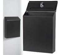 22 x 6,5 x 29 cm, negro antracita: WANDGU Mini Buzón compacto con compartimento para periódicos, buzón de pared y caja de carta, buzón n negro, moderno buzón con 2 llaves