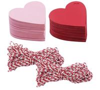 220 etiquetas de regalo, colgantes en forma de corazón, etiquetas de regalo con 2 cuerdas de algodón, papel colgante para ropa, precio, manualidades (rojo, rosa)