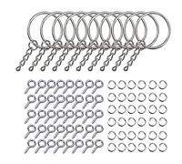 220 llaveros divididos a granel para llave con anillos de salto de cadena y clavos de ojo de oveja para llavero, manualidades, llaveros de metal plateado dorado a granel con pasador de tornillo