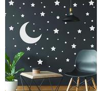 220 pegatinas de pared de estrellas blancas, calcomanías de vinilo para decoración de luna para niños y niñas, bebés, habitación de niños