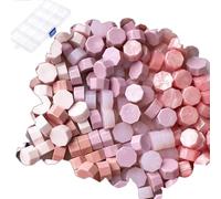 220 Sello Lacre Cera de Sellado Octagonal Perlas de Cera de Sellado Sellos de Cera Rosa Sello Cera para Sellar y Decorar Cartas e Invitaciones (rosa 2)