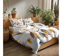 220 x 240 cm Juego de Funda nórdica para Pareja Atrapasueños BohemioJuego de Funda para Edredón con Cremallera, Microfibra Suave Juego de Ropa de Cama con 2 Fundas de Almohada, Color Claro