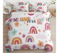 220 x 240 cm Juego de ropa de cama Las Flores Arcoíris Bohemias Son Lindas suave microfibra reversible Funda Nórdica, funda nórdica con cremallera y 2 funda de almohada para Niños Adultos, Color Claro