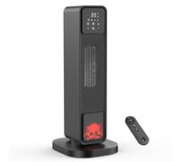 2200W Calefactor Bajo Consumo - Eléctrico Cerámico Oscilante, 4 Modos ECO, Temporizador 1-12H, Protección Sobrecarga/Vuelco, Bajo Ruido, Mando Remoto - Portátil Baño, Sala, Dormitorio, Oficina
