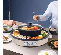 2200W Hot Pot Barbecue 2 en 1 Electric Hot Pot y Raclette Grill Hot Pot Multifuncional Barbacoa fácil de limpiar para el hogar, olla Hotpot y parrilla (dorado)