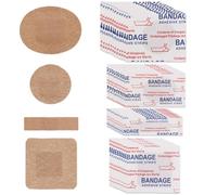 220uds Apósitos para Heridas Pequeñas, 4 Estilos Diferentes Apósitos Adhesivos de Tela Flexibles Surtidos que Incluyen Formas Redondas Ovaladas Cuadradas para Cortes Rasguños y Heridas Menores
