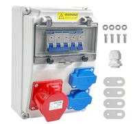 220V/16A Distribuidor de Corriente, Distribuidor de Corriente para Obras, Enchufe de pared Combinado, Tablero Eléctrico para Exteriores, Caja Eléctrica Resistente a la Intemperie
