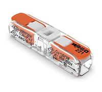 221-2401 | WAGO Lever-Nuts® Inline Splicing Connector | para conductores sólidos y trenzados | 2 conductores con levers operating | 20-12 AWG | carcasa transparente | cubierta blanca | [caja de 60
