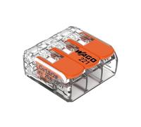 221-413 | Conector de empalme WAGO Lever-Nuts | para conductores sólidos y trenzados | 3 conductores con palancas de funcionamiento | 24-12 AWG | Carcasa transparente | [Bolsa de 10 piezas]