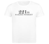 221b Baker Street Camiseta Básica Algodón Blanca Hombre Cotton Male T-Shirt White Men