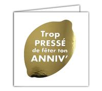 22209 Tarjeta cuadrada Demasiada prensada para celebrar tu cuaderno sobre un limón de oro dorado brillante con sobre blanco de 15 x 15 cm - Creación de impresión Fabricación francesa - Colección Sueño