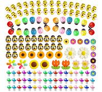 225 piezas Diminuto Abeja Resina Mariquita de Madera Flor de la Margarita Seta Decoración, Abeja Adorno Epoxi Encanto Miniatura Accesorios Jardín de Hadas Figuritas Micro Adornos Paisaje Scrapbooking