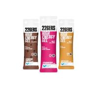 226ERS High Energy Gel Pack 3 Sabores - Lote de 3 Geles Energéticos de 76g (Café, Miel y Cacahuete, Fresa Salada) - Con Ciclodextrina y BCAAs, Energía Sostenida para Larga Distancia