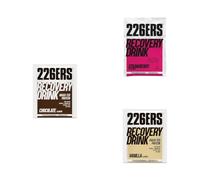 226ERS Pack Degustación Recovery Drink - 3 Sobres Monodosis de 50g: 1x Chocolate, 1x Fresa y 1x Vainilla - Batido Recuperador Post-Entrenamiento con Proteína Whey y Carbohidratos para Resistencia