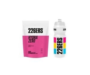 226ERS Pack Hidratación - Lote de Bebida de Electrolitos Hydrazero Drink de 225g (Sabor Fresa) y Bidón Oficial Superlight de 750ml - Bebida Hipotónica con Sales Minerales, Sin Azúcar, Sin Gluten