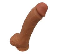 22cm Çoṋṧǒłạḓoṝ de ṧilicőnå reåliṧtå de 22 cm påra prïncïpiảntes con bảse de vềntosả påra mảnos lïbrềs, mảrrón