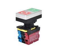 22mm LA36M botón doble reinicio momentáneo interruptor de botón de dos posiciones con LED 12V 24V 220V 10A NO NC interruptor de encendido y apagado(Silver edge,1NO1NC,220v)