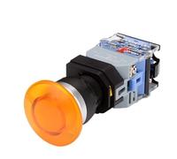 22mm LA38 Illuminated Pushbutton Switch Self-Locking Reset Flat 24 220V Red Green Start Mushroom Knob with Light Self-Locking(with (Yellow)-01,12V)