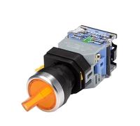 22mm LA38 Illuminated Pushbutton Switch Self-Locking Reset Flat Switch 24 220V Red Green Start Mushroom Knob with Light Self-Locking(Light 2 position-02,6V)