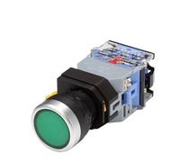 22mm LA38 Illuminated Pushbutton Switch Self-Locking Reset Flat Switch 24 220V Red Green Start Mushroom Knob with Light Self-Locking(with Light (Green),24V)