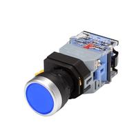 22mm LA38 Illuminated Pushbutton Switch Self-Locking Reset Flat Switch 24 220V Red Green Start Mushroom Knob with Light Self-Locking(with Light (Blue),220V)