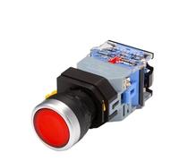22mm LA38 Illuminated Pushbutton Switch Self-Locking Reset Flat Switch 24 220V Red Green Start Mushroom Knob with Light Self-Locking(with Light (red),12V)