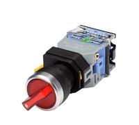 22mm LA38 Illuminated Pushbutton Switch Self-Locking Reset Flat Switch 24 220V Red Green Start Mushroom Knob with Light Self-Locking(Light 3 Position,12V) Controls Switches