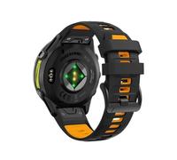 22mm Quick Fit Sports Two-Tone Silicone Watch Band fit for Garmin Forerunner 970 965 955 745 945 935(Black Orange)