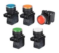 22MM Waterproof Illuminated Push Button Switch momentary with Integral LED NB5 XB5 AW33B1C 22mm Spring 1NO 1NC(Red,220V)