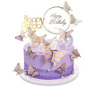 22pcs Mariposas decoración tartas,Mariposas para tartas,Adornos para tartas,Reposteria decoraciones,Decoracion tartas,Mariposas decorativas para tartas,para Cumpleaños,Bodas,Fiestas(Morado)