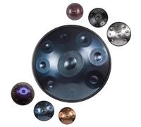 22Pollici Tambor de Mano Handpan para Meditación y Relajación, 9/10/12Notas Escala Re Menor, 432/440Hz Sonido Etéreo y Curativo, Incluye Funda Acolchada, Soporte de Metal(Azul,440HZ/10Note)