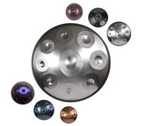 22Pollici Tambor de Mano Handpan para Meditación y Relajación, 9/10/12Notas Escala Re Menor, 432/440Hz Sonido Etéreo y Curativo, Incluye Funda Acolchada, Soporte de Metal(Plata,432HZ/9Note)