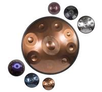 22Pollici Tambor de Mano Handpan para Meditación y Relajación, 9/10/12Notas Escala Re Menor, 432/440Hz Sonido Etéreo y Curativo, Incluye Funda Acolchada, Soporte de Metal(Oro,432HZ/9Note)