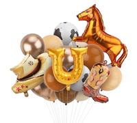 22uds Globos de Fiesta con Temática del Oeste, Globos Grandes con Forma de Sombrero y Botas de Vaquero Globos de Vaqueros Herradura de Caballo para Suministros para Fiestas de Cumpleaños