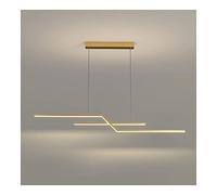 22W LED Linear Chandelier Luminous Silicone Lamp Body Pendant Light Metal Industrial Hanging Ceiling Lighting Fixture for Dining Living Room Hallway Loft Office Cafe Shop (Color : Gold, Size